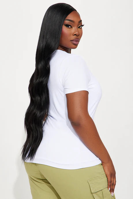 T-shirt à manches courtes à col rond Chloe - Blanc