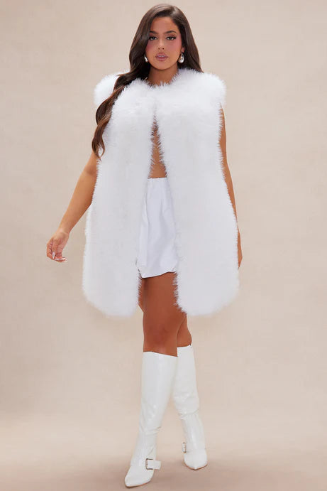 Gilet en fourrure Denver - Blanc cassé