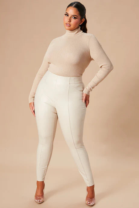 All Eyes On You Leggings en similicuir - Ivoire