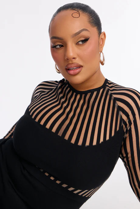 Robe longue rayée Sleeker Than You - Noir