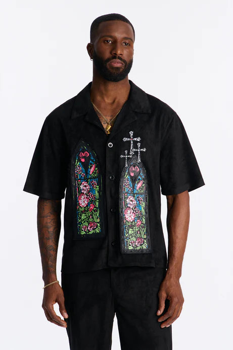Chemise boutonnée cubaine Stained Truth - Noir