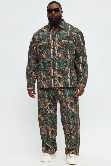 Chemise rustique à manches longues boutonnée - Combo marron