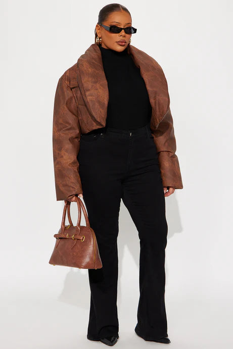 Veste matelassée en similicuir Cloud Hopping - Marron