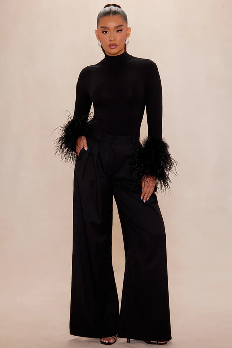 Body en plumes de pavot - Noir