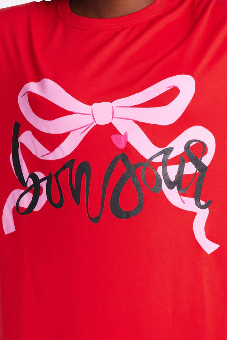 Ensemble de leggings Mini Bonjour Bows - Rouge