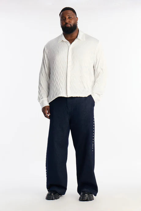 Chemise boutonnée Prism Weave - Blanc