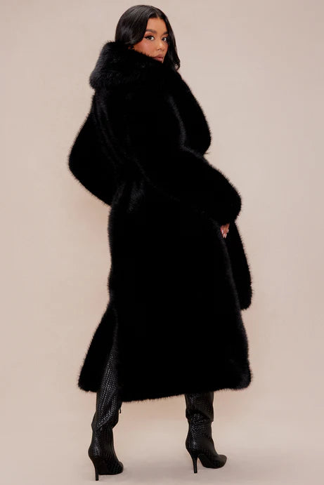 Manteau en fausse fourrure Madison - Noir