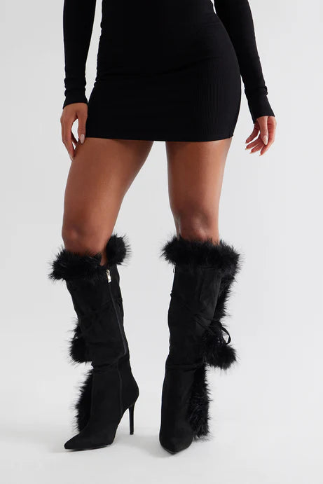 Bottes hautes Signature Fur Trim - Noir