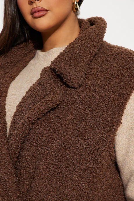 Comme un gilet long Teddy Sherpa - Chocolat