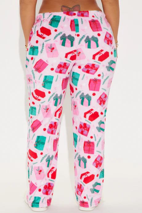 Cadeaux sous l'arbre Pantalon de pyjama en peluche - Rose/combo
