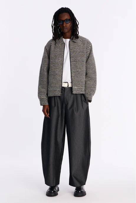 Blouson aviateur en tweed court décontracté - Gris