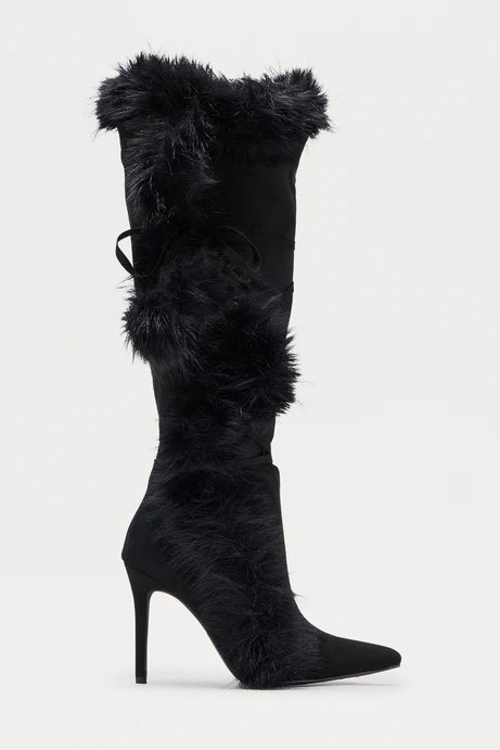 Bottes hautes Signature Fur Trim - Noir