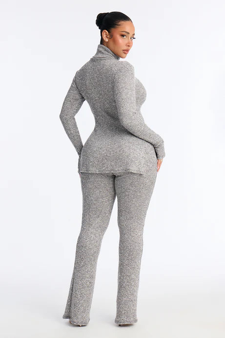 Ensemble pantalon évasé à col roulé Maya - Gris