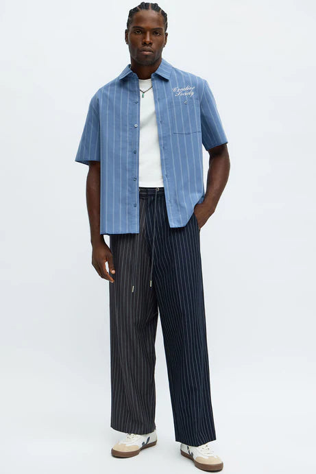 Chemise boutonnée Creative Society Raw Hem Mechanic - Bleu