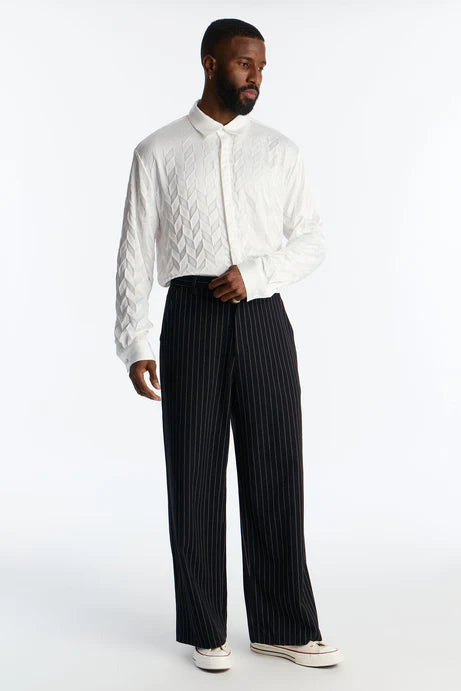 Chemise boutonnée Prism Weave - Blanc