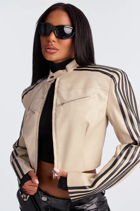 Veste de moto en similicuir sans fioritures - Stone/Combo