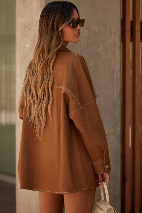 Ensemble jupe en jean Super Babe - Cognac