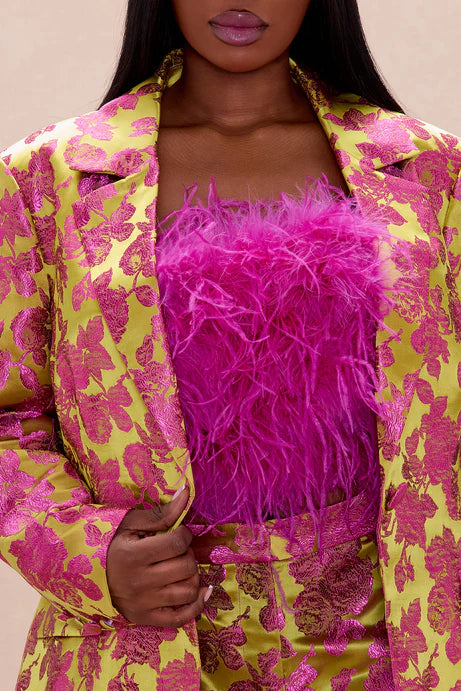 Ensemble de pantalons Jacquard Floral Chelsey 3 pièces - Vert/combo