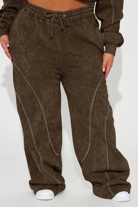 Pantalon de salon lavé Norah - Marron