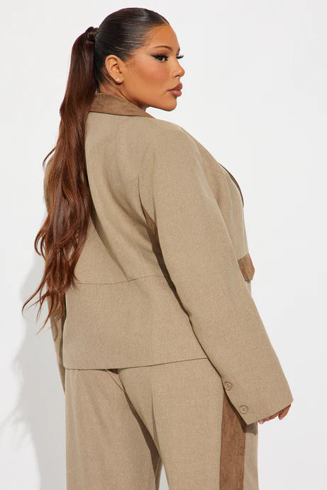 Blazer rigide en sergé contrasté Bonnie - Marron