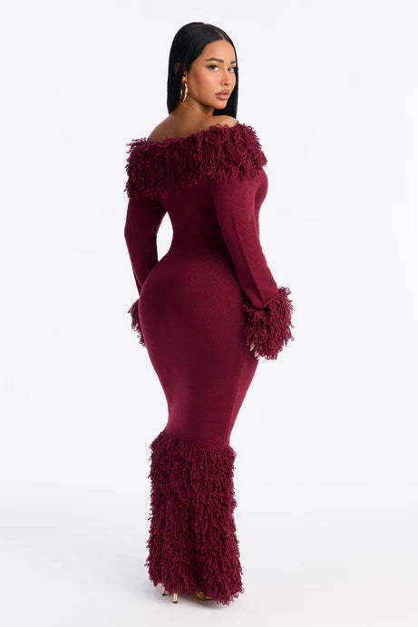 Robe longue pull Fireside Shag - Bourgogne