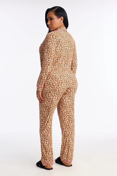 Ensemble de pantalon de pyjama à manches longues Wild Hearts - Léopard