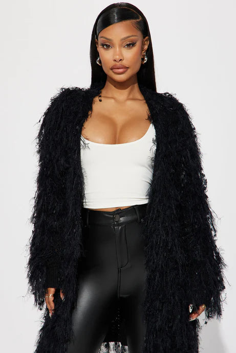 Cardigan à plumes Not A Issue - Noir