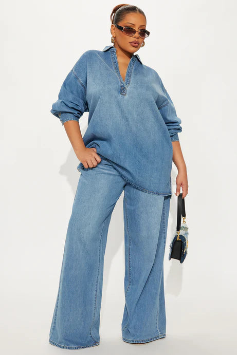 Ensemble de pantalons pour bébé en jean bleu - Lavage moyen