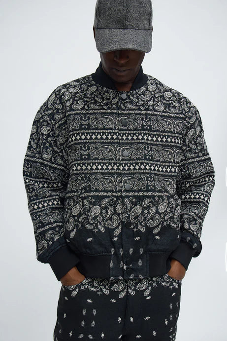 Blouson aviateur Jacquard Paisley Relaxant - Noir