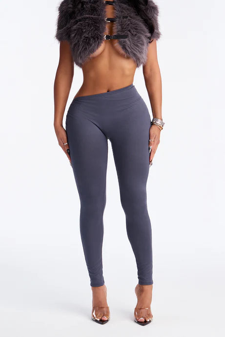 Legging taille basse asymétrique froncé Don't Peek - Charbon de bois