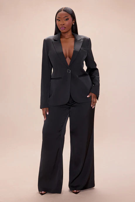 Blazer en satin Maylee - Noir