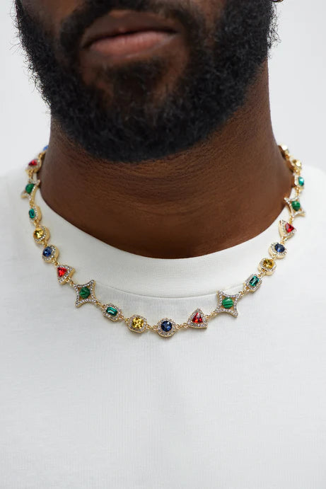 Collier glacé en pierres mélangées - Multicolore