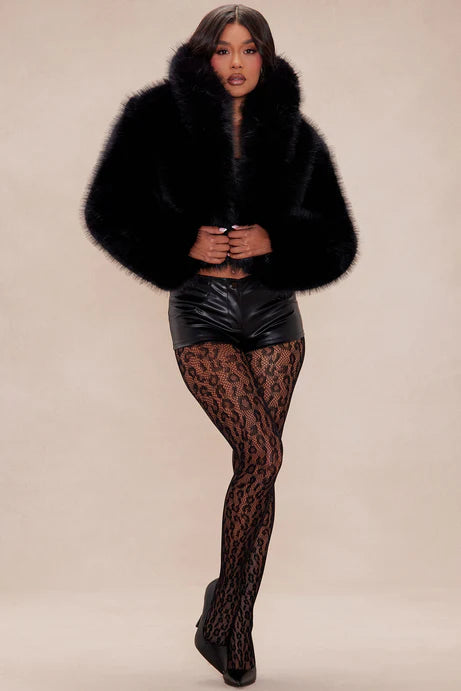 Manteau en fourrure de Moscou - Noir