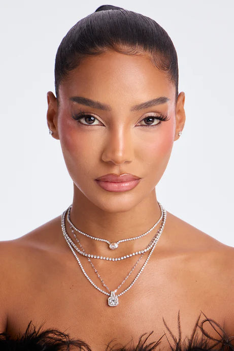 Collier en couches de strass Race My Mind - Argent