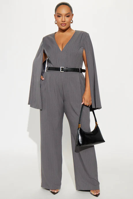 Combinaison à jambes larges Harlowe à rayures - Gris