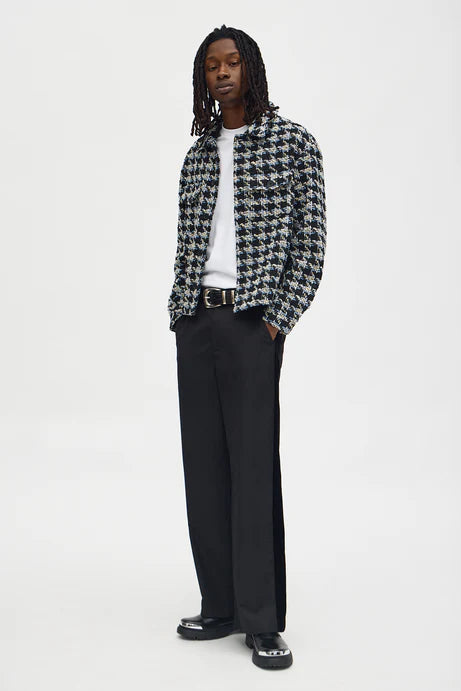 Boucle texturée courte en pied-de-poule - Noir