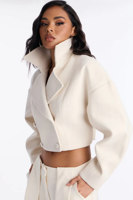 Manteau à double boutonnage crouté Holly - Crème