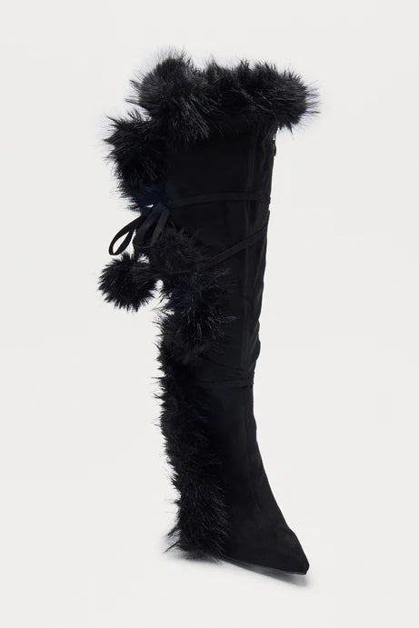 Bottes hautes Signature Fur Trim - Noir