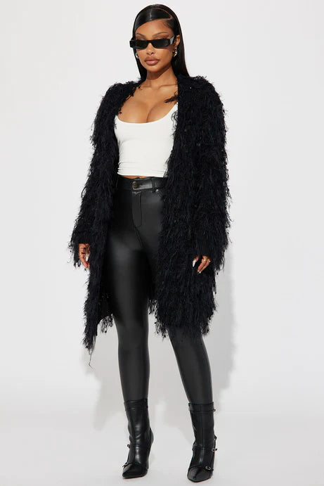 Cardigan à plumes Not A Issue - Noir