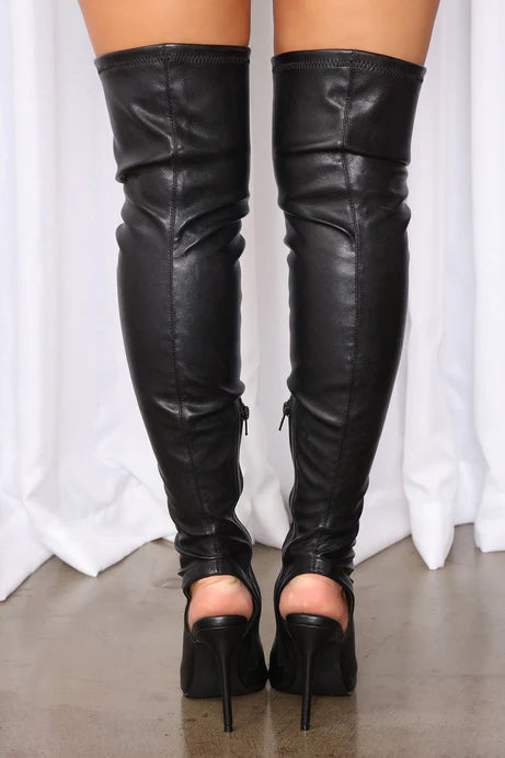 Enroule-le-bottes au-dessus du genou - Noir