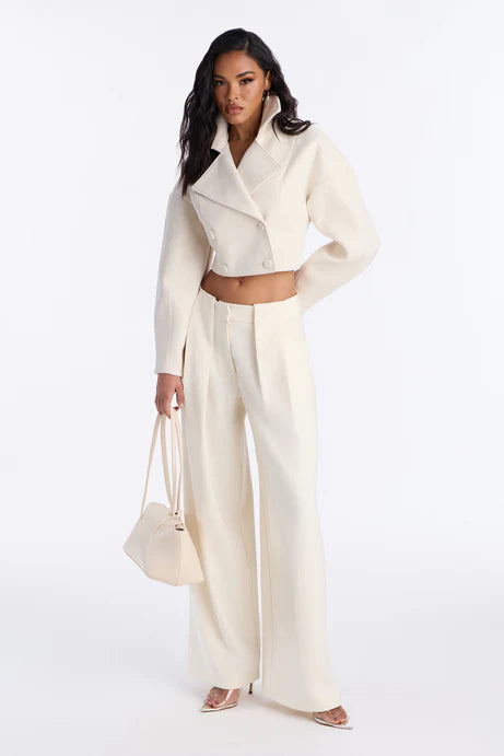 Manteau à double boutonnage crouté Holly - Crème