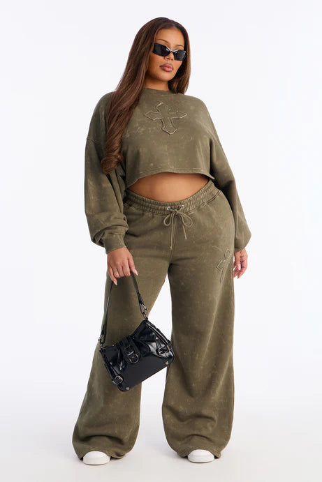 Ensemble de pantalons en polaire Hidden Cross - Olive