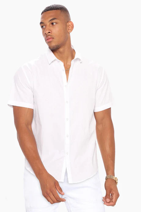 Chemise boutonnée à manches courtes Ryland - Blanc
