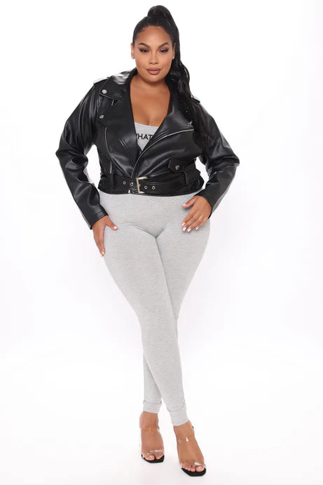 Rappelez-moi plus tard Veste en faux cuir - Noir