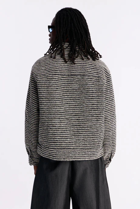 Blouson aviateur en tweed court décontracté - Gris