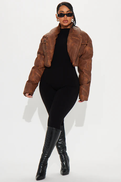 Veste matelassée en similicuir Cloud Hopping - Marron