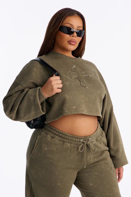 Ensemble de pantalons en polaire Hidden Cross - Olive