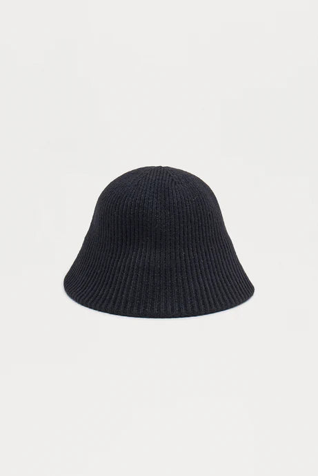 Chapeau seau en tricot côtelé - Noir