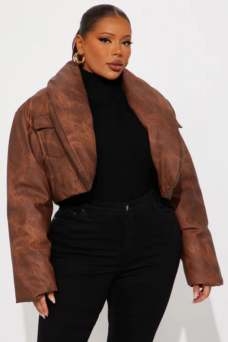 Veste matelassée en similicuir Cloud Hopping - Marron