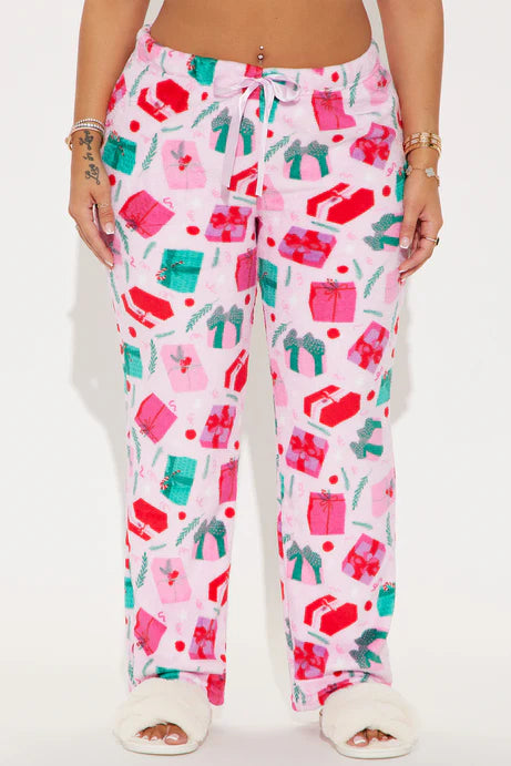 Cadeaux sous l'arbre Pantalon de pyjama en peluche - Rose/combo